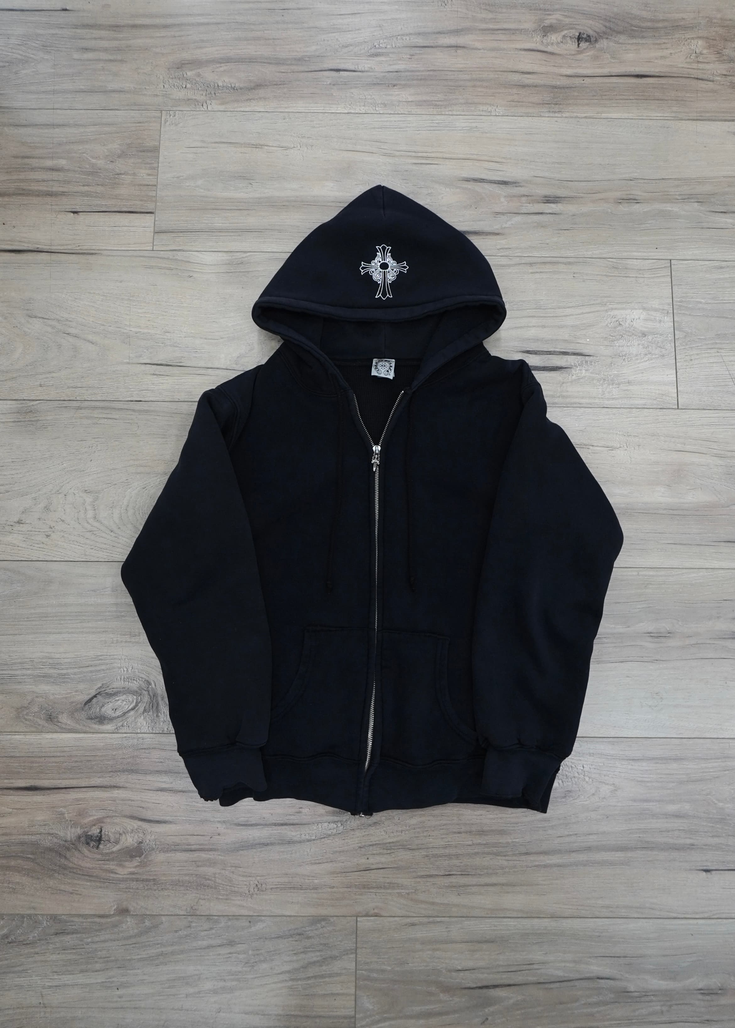 Vintage Chrome Hearts Horseshoe Cross Thermal Zip Up Hoodie