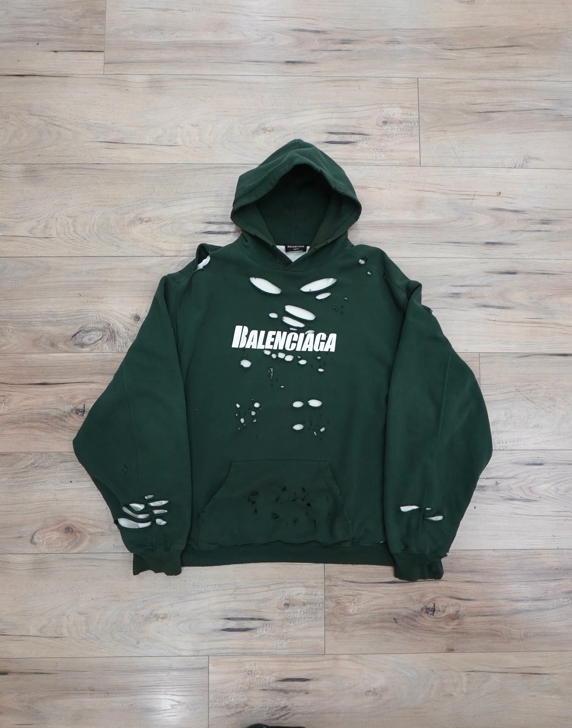 Balenciaga Destroyed Logo Hoodie