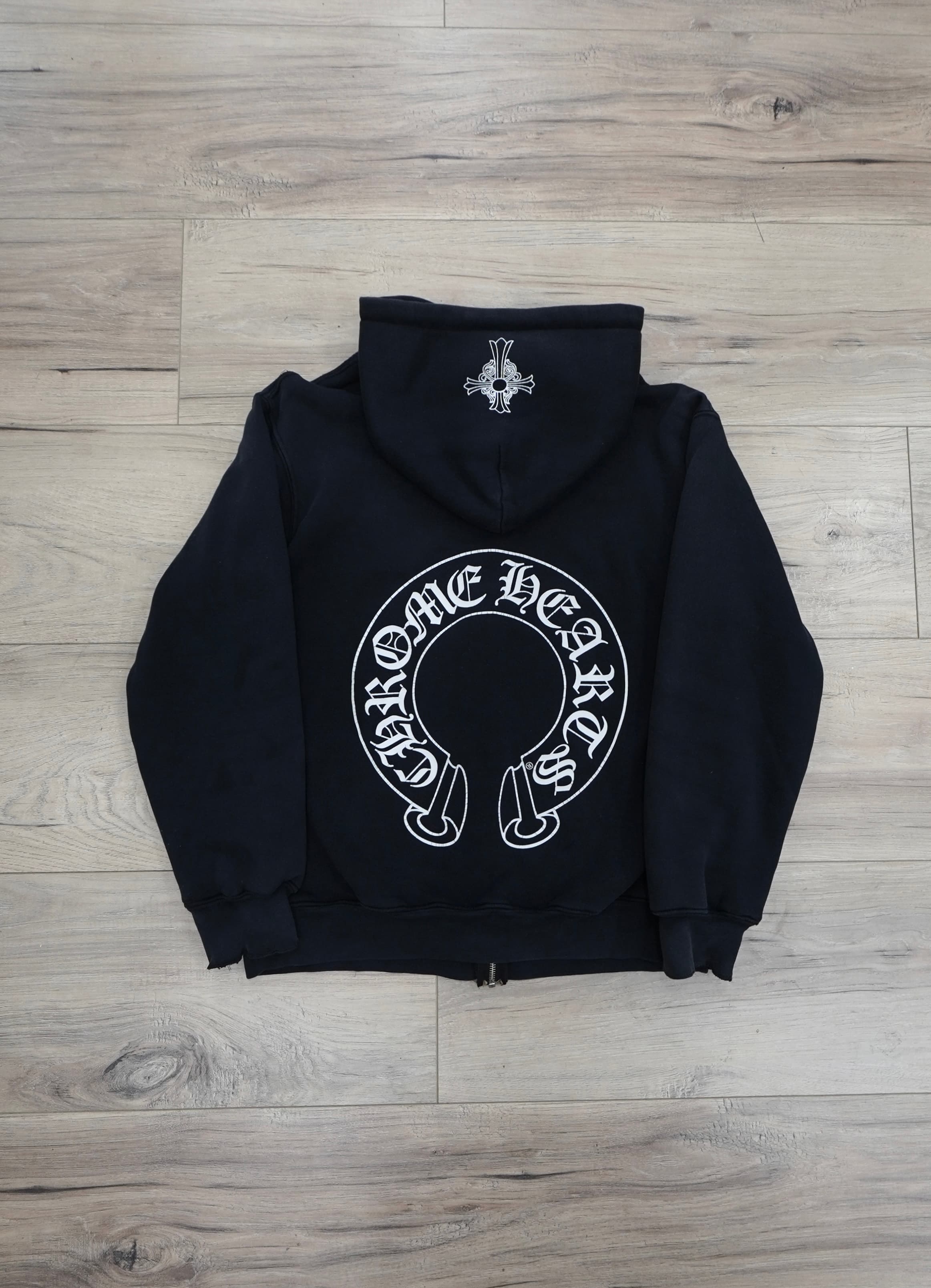 Vintage Chrome Hearts Horseshoe Cross Thermal Zip Up Hoodie