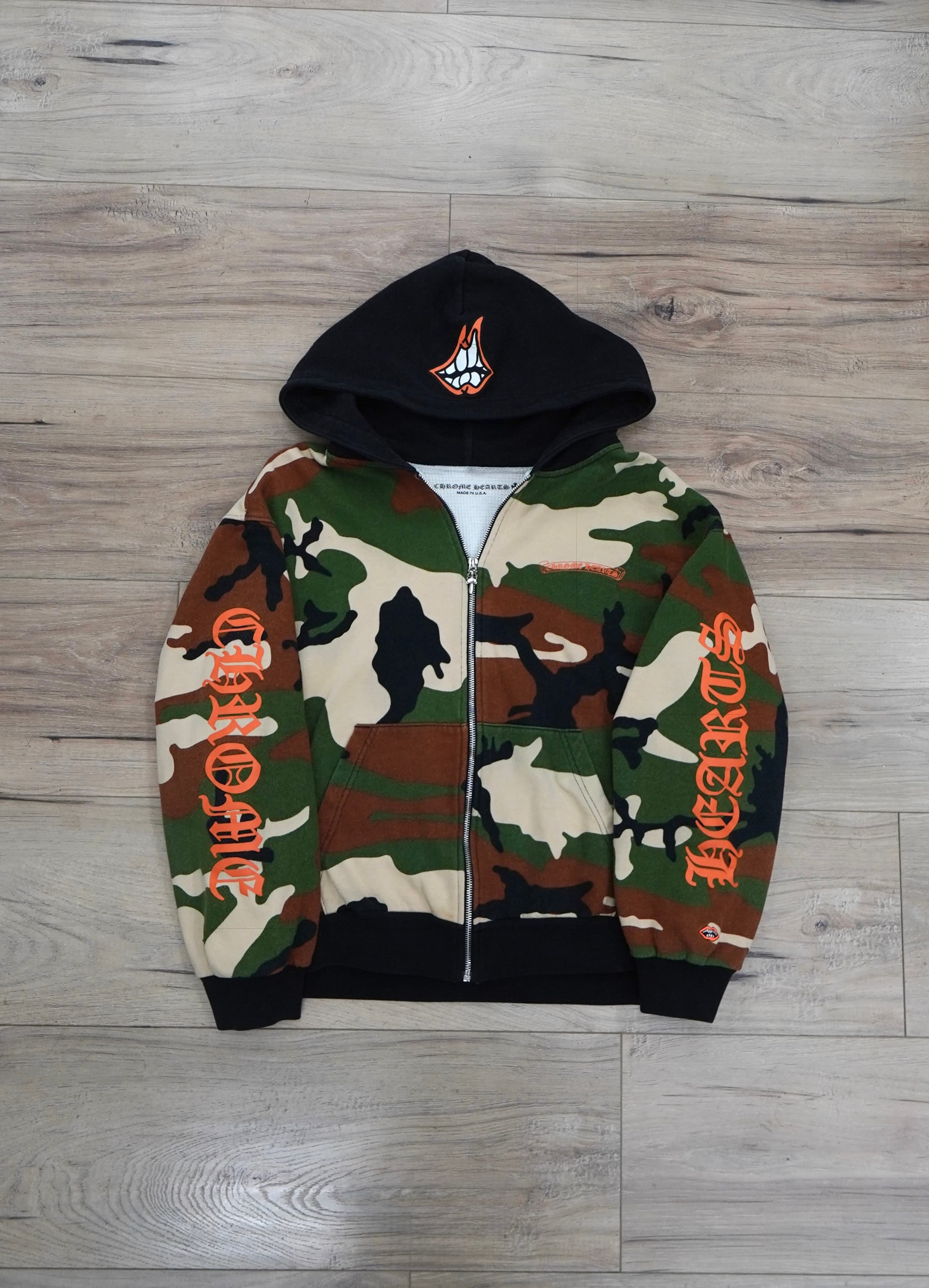Chrome Hearts x Matty Boy Camo Caution Thermal Zip Up Hoodie