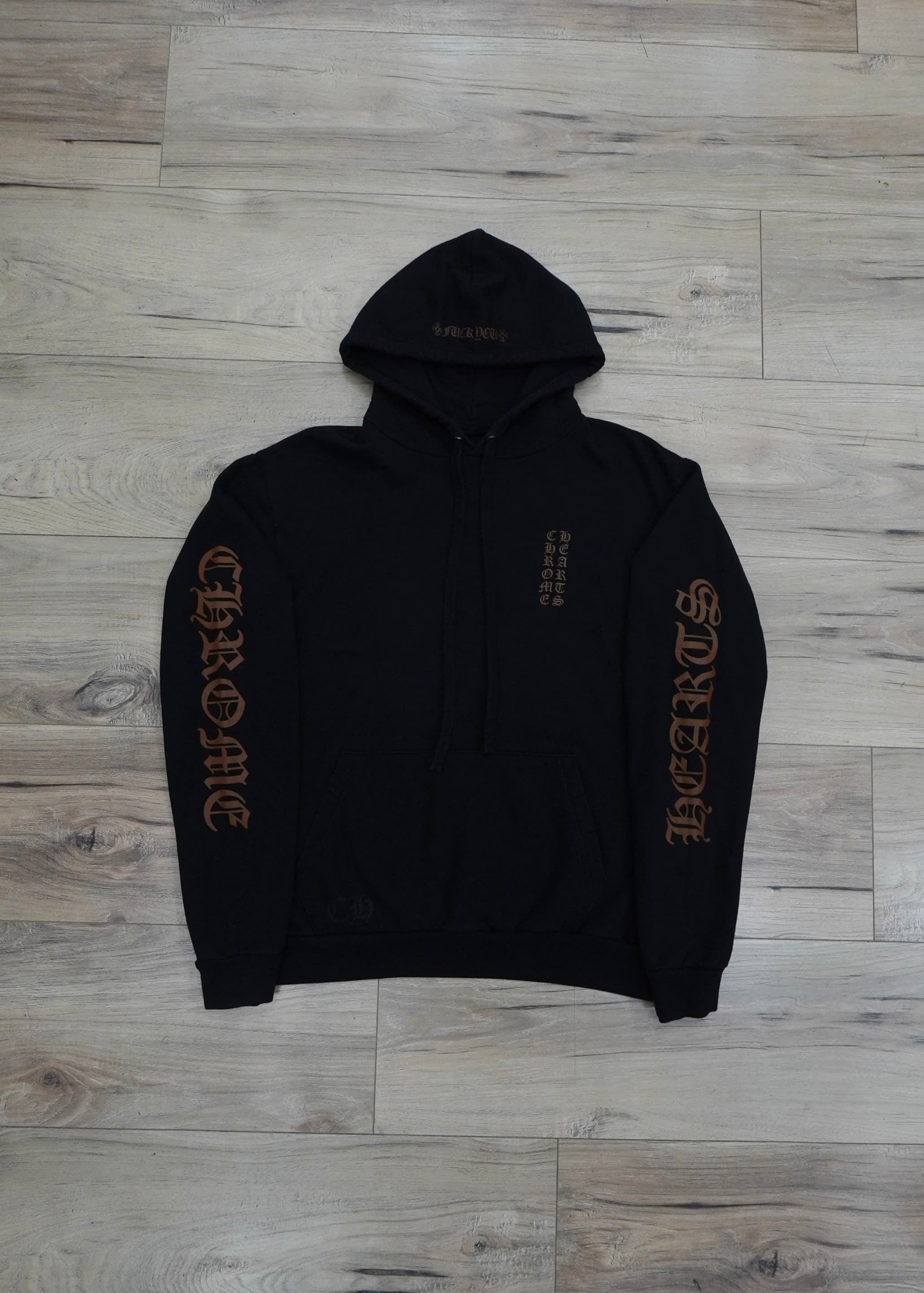 Chrome Hearts Brown Vertical Logo FU Hood Hoodie